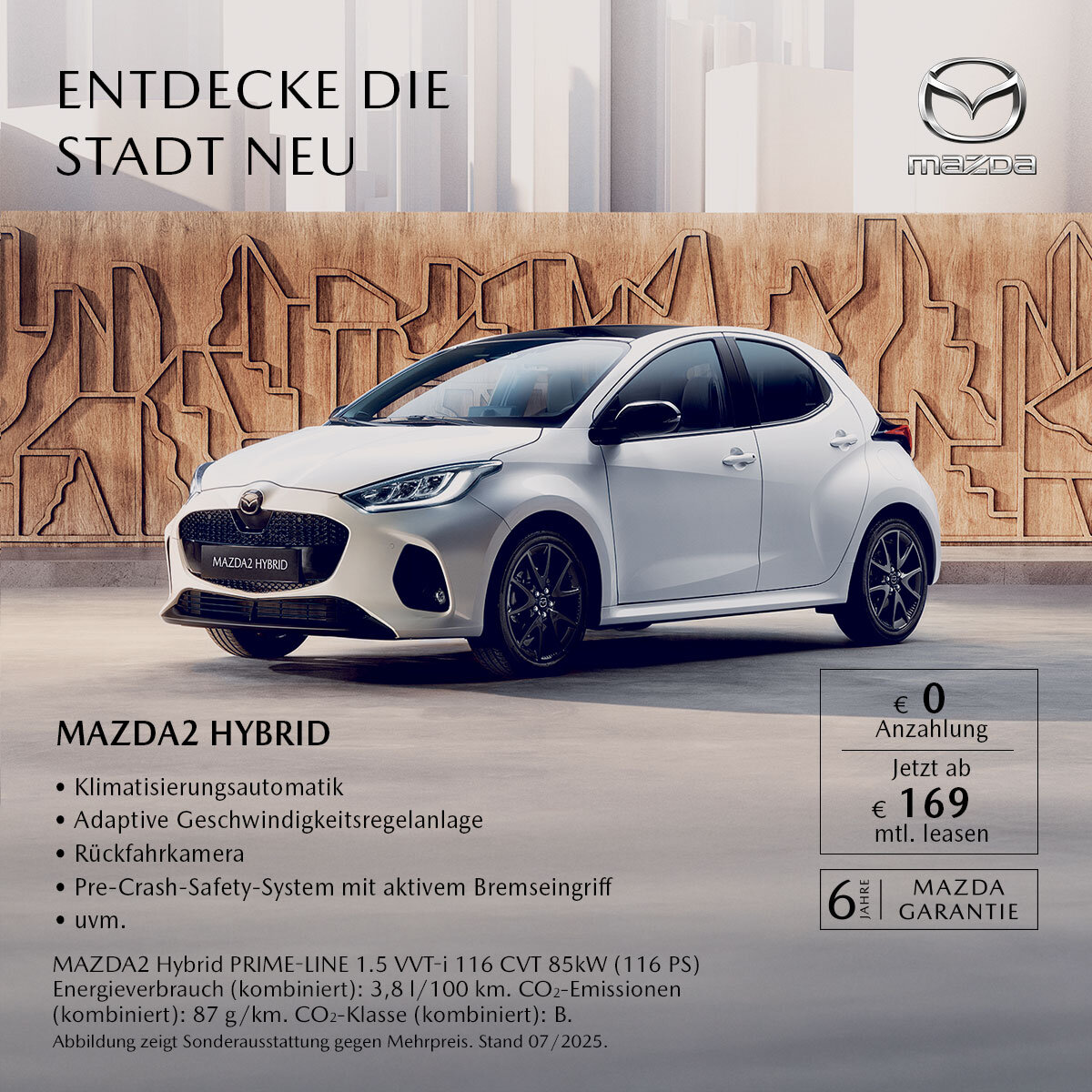 Mazda2 Hybrid Leasingangebot für Privatkunden – Wahl Group "Mazda2 Hybrid weiß Kompaktwagen Leasingangebot Privatkunden Wahl Group
