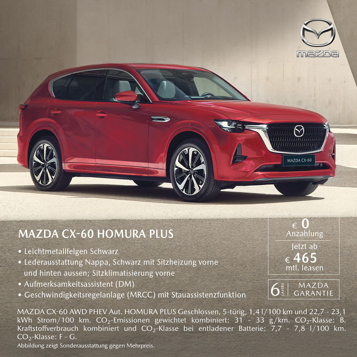 Mazda CX-60 Homura Plus Leasingangebot für Privatkunden – Wahl Group Mazda CX-60 Homura Plus rot SUV Leasingangebot Privatkunden Wahl Group